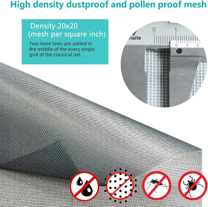 JOOFAN High Density dustproof and Pollen Proof net Screen mesh Used to Replace Screen Windows and Doors (Grey high-Density mesh, 109''X37''(276X95cm)) - Image 2